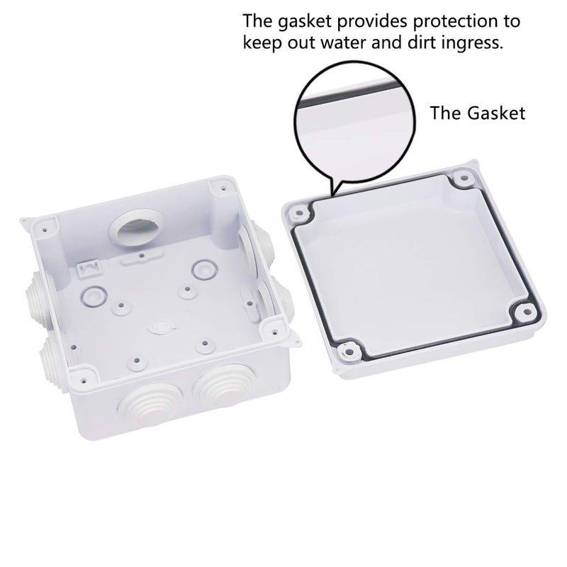 Zulkit Junction Box, Zulkit ABS Plastic Dustproof Waterproof IP65 Universal Electrical Boxes Project Enclosure White 3.9 x 3.9 x 2.8 inch(100 x 100 x 70mm) - Image 5